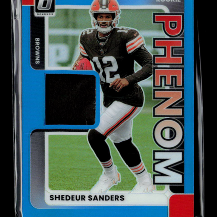 2025 Panini Donruss Optic Shedeur Sanders #RPBH-SSS Blue Rookie Jersey