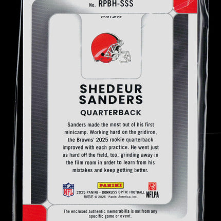 2025 Panini Donruss Optic Shedeur Sanders #RPBH-SSS Blue Rookie Jersey