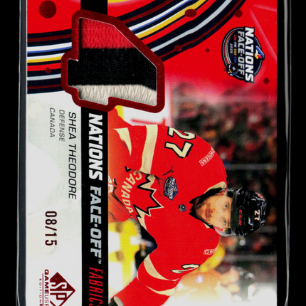 2025 SP Game Used Nations Face-Off Fabrics Shea Theodore #4N-ST 08/15 Patch