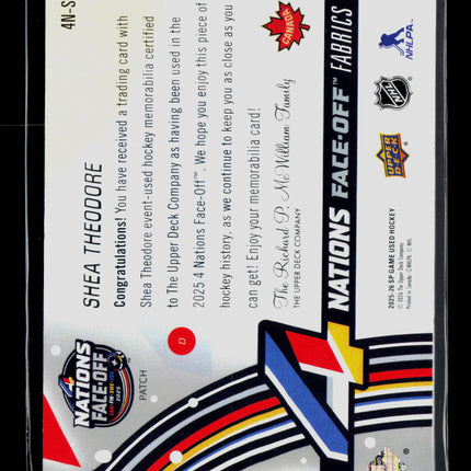 2025 SP Game Used Nations Face-Off Fabrics Shea Theodore #4N-ST 08/15 Patch