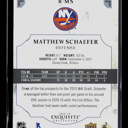 2025 Upper Deck Exquisite Collection Matthew Schaefer #R-MS 166/399