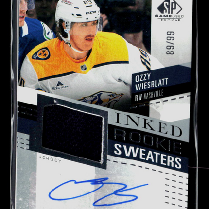 2025 UD SP Game Used Inked Sweaters Ozzy Wiesblatt #IRS-OW /99 Jersey Auto