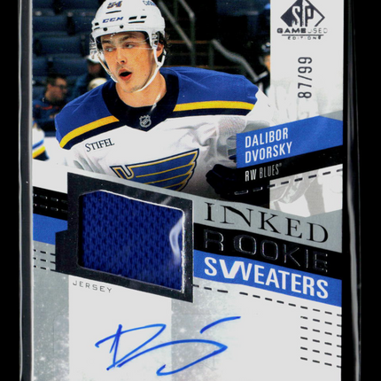 2025 SP Game Used Hockey Dalibor Dvorsky Inked Rookie Sweaters Jersey /99 Auto