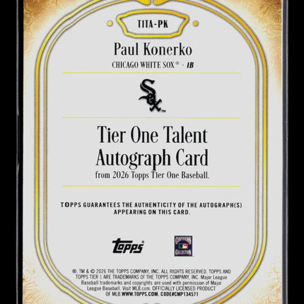 2026 Topps Tier One Paul Konerko #TITA-PK 111/199 Auto