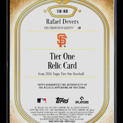 2026 Topps Tier One Rafael Devers #T1R-RD Relic 146/199 Jersey