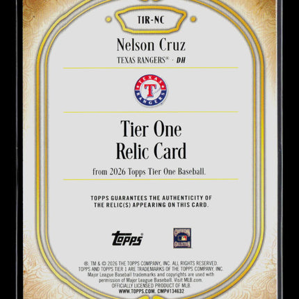 2026 Topps Tier One Nelson Cruz #TIR-NC Relic 086/149 Jersey