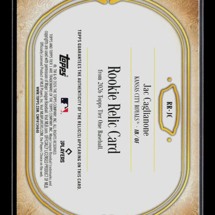 2026 Topps Tier One Jac Caglianone #RR-JC Jersey 11/99