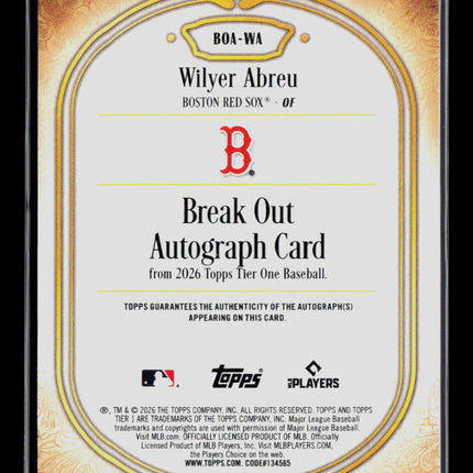 2026 Topps Tier One Wilyer Abreu #BOA-WA 151/299 Auto