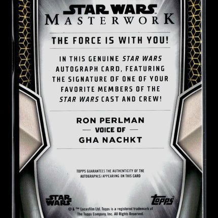 2025 Topps Star Wars Masterwork Ron Perlmanas Gha Nachkt Auto 49/50 #A-GN