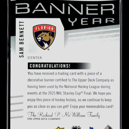 2026 Upper Deck SP Game Used Banner Year Sam Bennett #BYSC-SB Memorabilia