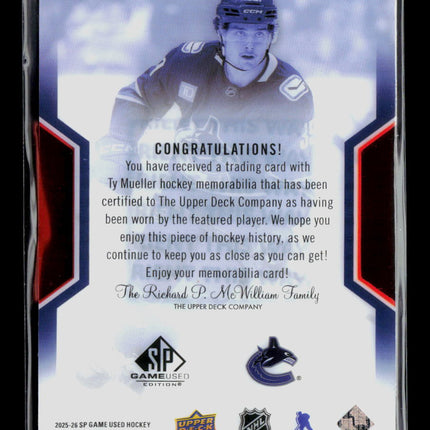 2026 SP Game Used Ty Mueller #NM-63 Jersey 079/199