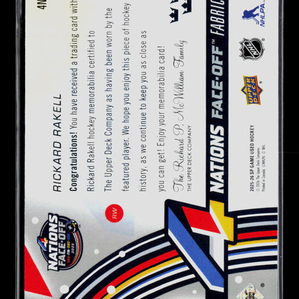 2026 UD SP Game Used Nations Face-Off Fabrics Rickard Rakell #4N-RR Jersey