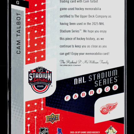 2026 Upper Deck SP Game Used Cam Talbot #SSF-20 Memorabilia Jersey