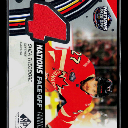 2026 UD SP Game Used 4 Nations Face-Off Fabrics Shea Theodore #4N-ST Jersey