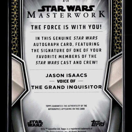 2025 Topps Star Wars Masterwork Jason Isaacs as The Grand Inquisitor Auto #A-JI