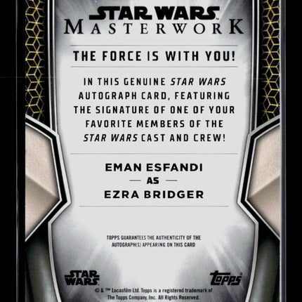 2025 Topps Star Wars Masterwork Eman Esfandi as Ezra Bridger Autograph #A-EE