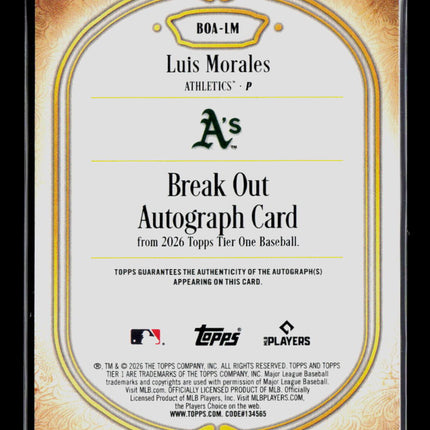 2026 Topps Tier One Luis Morales #BOA-LM Blue 69/99 Auto