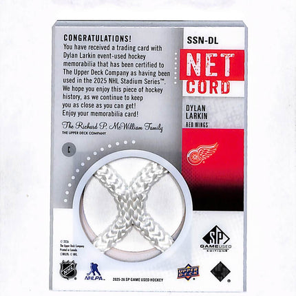 2024 Upper Deck SP Game Used Dylan Larkin #SSN-DL Net Cord 19/35 Relic