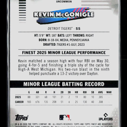 2026 Topps Finest Kevin McGonigle #147 RC