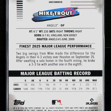 2026 Topps Finest Mike Trout #114