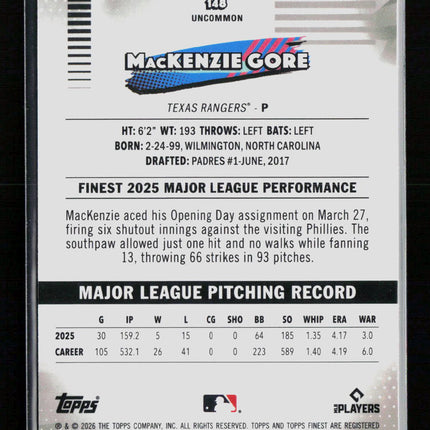 2026 Topps Finest MacKenzie Gore #148