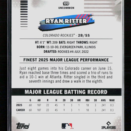 2026 Topps Finest Ryan Ritter #152 RC