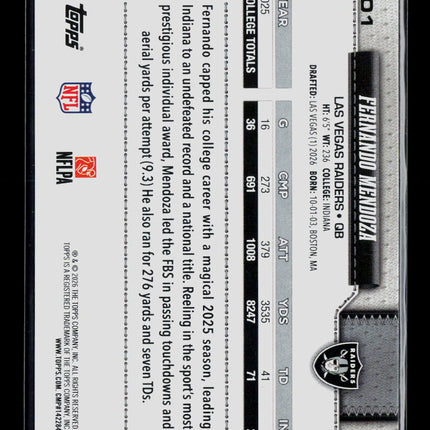 2026 Topps Fernando Mendoza #301 RC