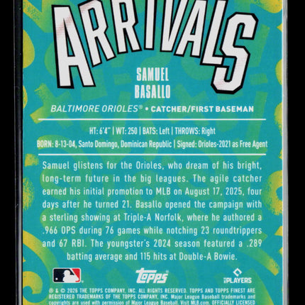 2026 Topps Finest Arrivals Samuel Basallo #A-3 RC