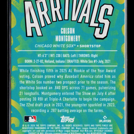 2026 Topps Finest Arrivals Colson Montgomery #A-10 RC