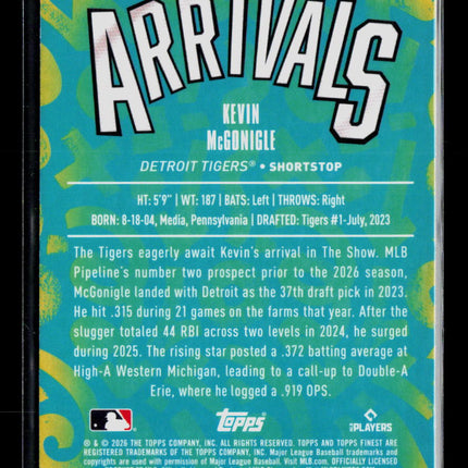 2026 Topps Finest Arrivals Kevin McGonigle #A-23