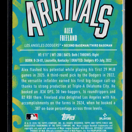 2026 Topps Finest Arrivals Alex Freeland #A-29