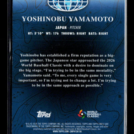 2026 Topps Finest World's Finest Yoshinobu Yamamoto #WF-23