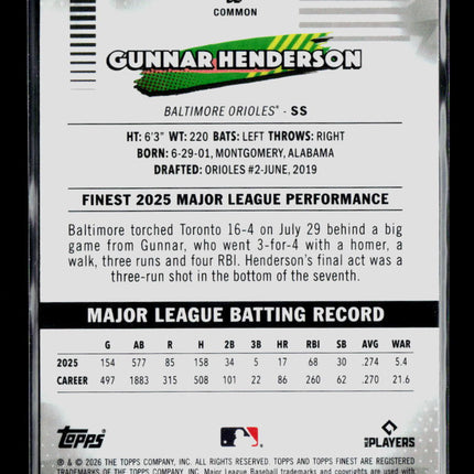 2026 Topps Finest Gunnar Henderson #51 024/275