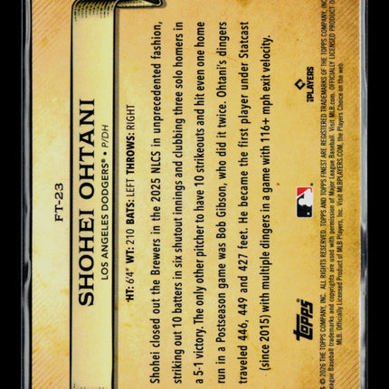 2026 Topps Finest Timelines Shohei Ohtani #FT-23