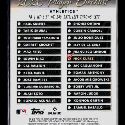 2026 Topps Finest Team Finest Nick Kurtz #TF-20