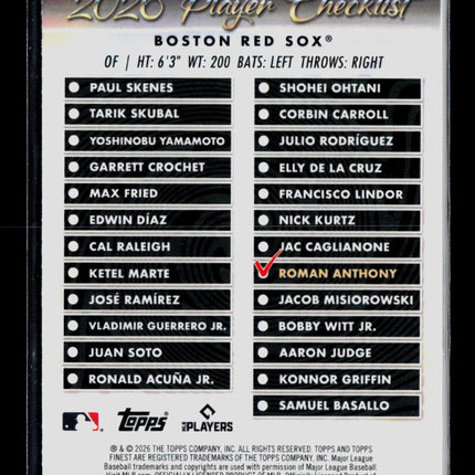 2026 Topps Finest Team Finest Roman Anthony #TF-22 RC