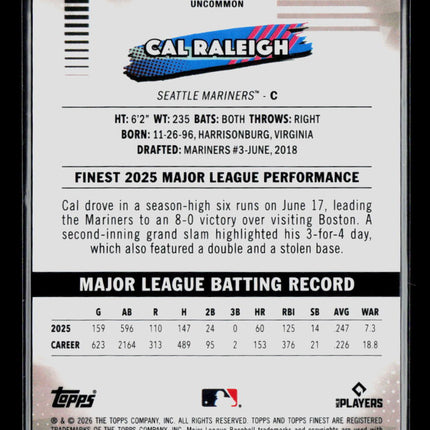 2026 Topps Finest Cal Raleigh #167 Orange Refractor 14/25