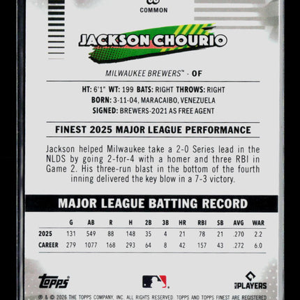 2026 Topps Finest Jackson Chourio #66 Mini Diamond Refractor