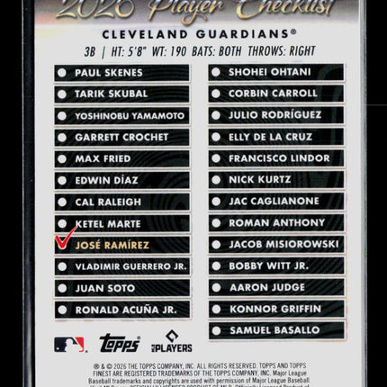2026 Topps Finest Team Finest Jose Ramírez #TF-10