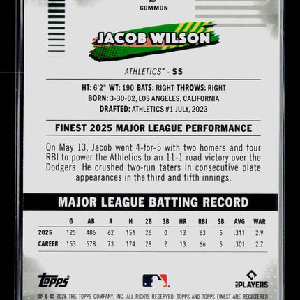 2026 Topps Finest Jacob Wilson #2 Xfractor