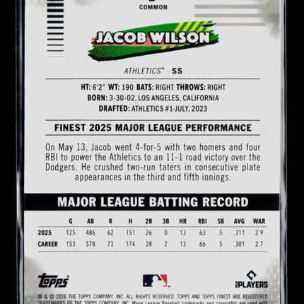 2026 Topps Finest Jacob Wilson #2 Xfractor