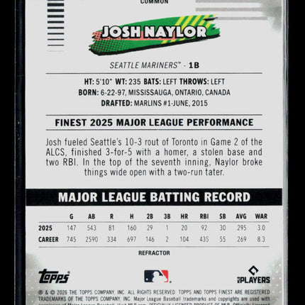 2026 Topps Finest Josh Naylor #78 Refractor