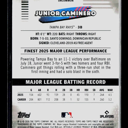 2026 Topps Finest Junior Caminero #190 Xfractor