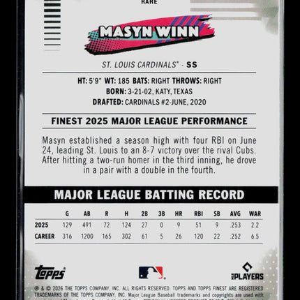 2026 Topps Finest Masyn Winn #242 Rare Xfractor