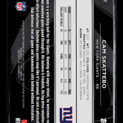 2025 Topps Chrome Black Cam Skattebo #137 RC