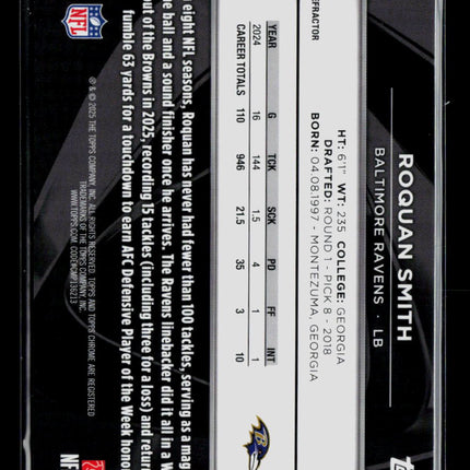 2025 Topps Chrome Black Roquan Smith #11 Refractor 003/299