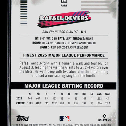 2026 Topps Finest Rafael Devers #221 Rare