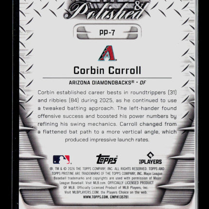 2026 Topps Pristine Plated & Polished Corbin Carroll #pp-7 Blue /75