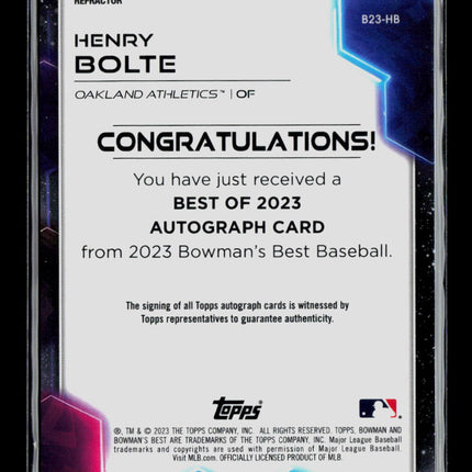 2023 Bowman's Best Henry Bolte #B23-HB Refractor Auto