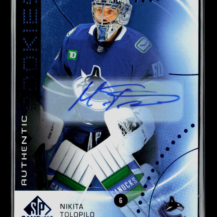2025 Upper Deck SP Game Used Nikita Tolopilo #AR-NT Blue Autograph Auto